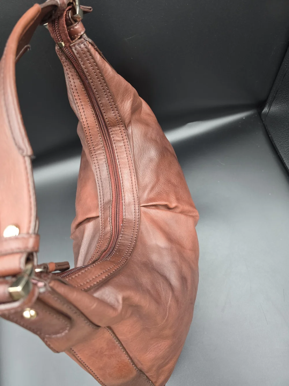 Liz Claiborne Chestnut Brown Leather Hobo Bag